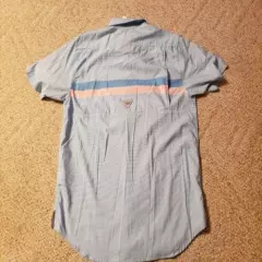 Columbia PFG Shirt Vented Button Down Mens Medium Blue Pink Striped Short Sleeve