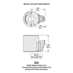 HydraForce 4303724 Solenoid Valve Coil, Deutsch Connector, 24v DC, 10 Series