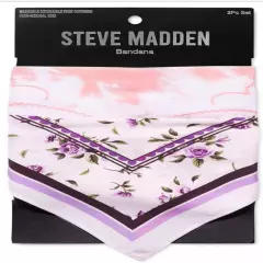 Steve Madden 2-Scarf SET Bandana Purple-Floral/Beige Tie-Dye Cotton NWT FUL-422