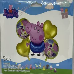 5 Pcs. Happy Birthday Peppa Pig Balloons / 5 globos de Peppa Pig