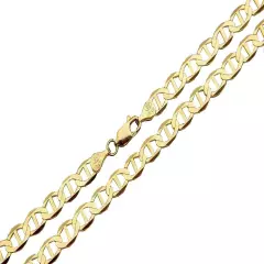 10k Solid Yellow Gold Mariner Link Chain Necklace 2.5mm-4mm Men Women 7"-26"