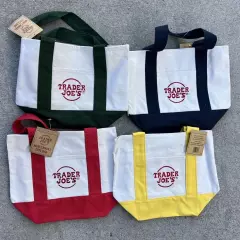 Trader Joe’s Mini Canvas Tote Bag Set Of 4 - Brand New