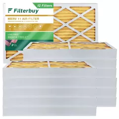 Filterbuy 16x25x4 Pleated Air Filters, Replacement for HVAC AC Furnace (MERV 11)