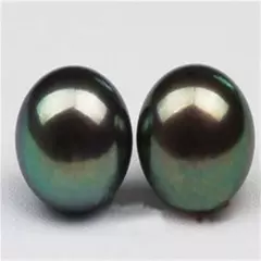 Charming Natural 10-11mm Black Tahitian Pearl Silver Stud Earrings AA