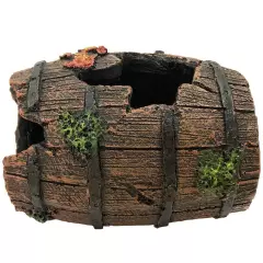 Aquarium Broken Barrel Decorations - Betta Cave Hideout Wood Trunk Log for Fi...