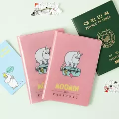 Cute Moomin Adventure PVC Passport Holder Cover Travel Wallet Organizer