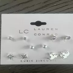 NEW NWT Lauren Conrad 5 Pack Dainty Silver Halloween Earrings