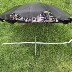 VTG Ladies Double Canopy Decretive Handled Parasol Umbrella