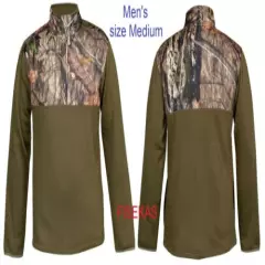 Habit Men's Fleece Pullover Camo Mossy Oak 1/3 Snap Size Med 3 colors NEW