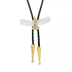 Flying Eagle Turquoise Mens Bola Bolo Tie Wedding Necklace Western Cowboy Gift