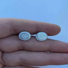 Real 925 Silver Iced Moissanite Hip Hop Men's Earrings Studs Passes Tester