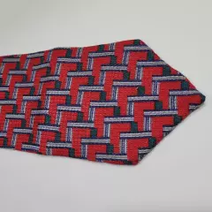 Spauldings Chicago Red Green Blue Stair Pattern Professional SILK 1980s Necktie