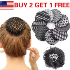 Womens Girls Black Lace Hair Bun Cover Snood Hair Net Ballet Dancer Gymnastics