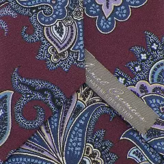 DANIEL CREMIEUX SIGNATURE Mens Plum Blue PAISLEY Silk 7-FOLD Tie Italy NWT