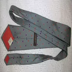 Yves Saint Laurent YSL Vintage Gray Geometric Silk Necktie