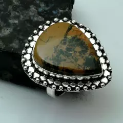 Jasper Gemstone Handmade Ring Jewelry Wedding Gift US Size-9 AR 91815