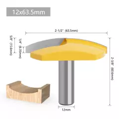 1/2 12mm Shank Horizontal Crown Router Bit Bowl Radius 1-3/4 Woodworking Cutter