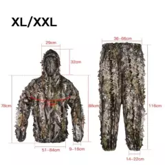 Leaf Ghillie Suit Woodland Camo Camouflage Clothing 3D Leaves Jacket Pants Set 