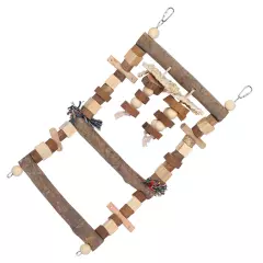 Bird Ladder Bridge Swing Chewing Toys Natural Logs Cage Accessories F AD5