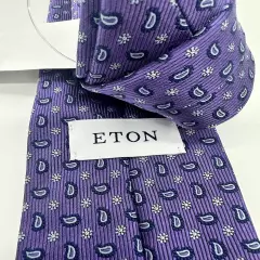 NEW ETON Mens 100% Silk Tie Purple NWT FREE Shipping