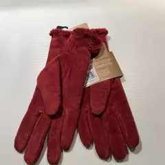 Isotoner Leathers Red L - Leather Fleece Lined Gloves NWT