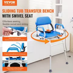 VEVOR Sliding Tub Transfer Bench Shower Chair with 360 Degree Swivel Seat 330LB