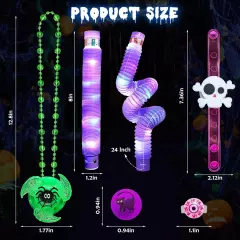 76Pcs Halloween Party Favors for Kids, Light Up Rings Spin Necklaces... 