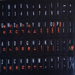 KOREAN LETTERS KEYBOARD STICKERS ( ORANGE ) + ENGLISH AUSSIE STOCK FAST POST