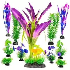  - Fish Tank Decorations Aquarium Plants Plastic Artificial Plant Set 