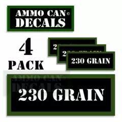 230 GRAIN Ammo Can LABELS STICKERS DECALS for Ammunition Cases 3"x1.15" 4pack