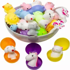 Mochi Squishy Toys Animal Squishies - 3 Surprise Eggs Mini Kawaii Cat 16Pcs Str