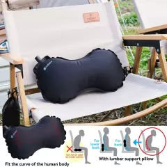 Portable Inflatable Lumbar Support Travel Pillow with Memory Foam Insert - Perfe