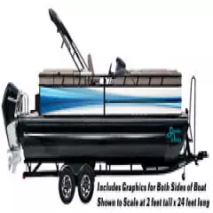 Abstaract Blue Line White Graphic Kit Decal Fishing Boat Wrap Pontoon Vinyl