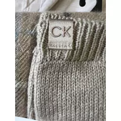 NEW Calvin Klein 2 Piece Set Muffler & Touch Gloves Beige Knit