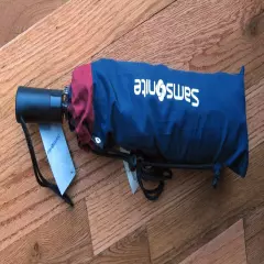 Samsonite Umbrella NEW Push button Open with Case, Navy/Burgundy