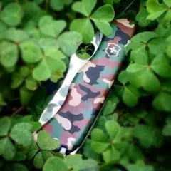 VICTORINOX TREKKER CAMO Serrated One Hand SWISS ARMY KNIFE W/ Nylon Pouch