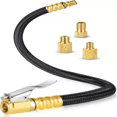 12'' Tire Inflator Extension Tube, Tire Pump Chuck Hose Adapter W/Presta Valve f