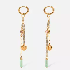 Simple Alloy 18K Furnace Real Gold Plating Peach Heart Long Earrings Personality