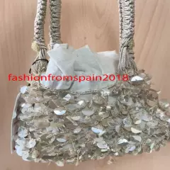 ZARA NEW WOMAN BEADED MINI BUCKET BAG SEQUINS GOLDEN 6529/310