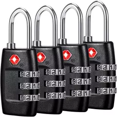 TSA Luggage Locks (4Pack) - 3 Digit Combination Padlocks - Approved Travel Lock 