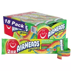 Airheads Xtremes Belts Sweetly Sour Candy, Rainbow Berry, Non Melting, Bulk