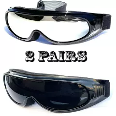 MOTORCYCLE GOGGLES FIT OVER PRESCRIPTION GLASSES SIDE VENTS CHOICE LENS COLOR 