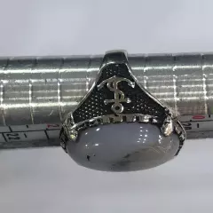 Men Silver Ring 925 Sterling Yemen Aqeeq Agate خاتم عقيق يمني سمائي