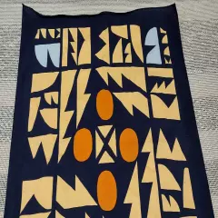 REI CO-OP 1938 Navy Blue Geometric Cotton Bandana - Made in USA - 20 x 21 in