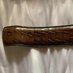 ANNE TAYLOR LOFT Women's Brown Croc Stamped Leather Belt