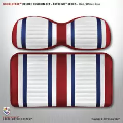 Extreme Double Take Golf Cart Seat Cushions (red/white/blue)