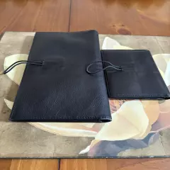 Bosca Black Leather Flight Attendant Passport Wallet And Address Book Planner