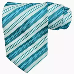 Vroom & Dreesman Teal Blue Regimental Striped Necktie Tie Men's 3.2" x 60"