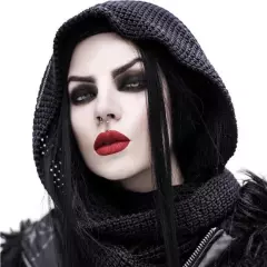 Killstar Helsinki Hooded Scarf Black Knit Long 