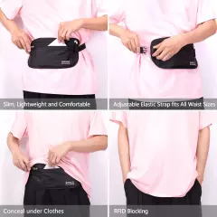 Money Belt for Travel Women Hidden Slim RFID Blocking Passport Holder Under C